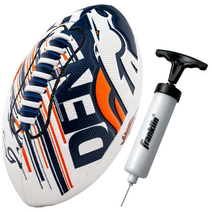 Picture of Franklin Sports NFL Denver Broncos Football - Youth Mini Football - 8.5" Football- SPACELACE Easy Grip Texture- Perfect for Kids !
