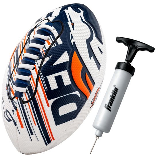 Picture of Franklin Sports NFL Denver Broncos Football - Youth Mini Football - 8.5" Football- SPACELACE Easy Grip Texture- Perfect for Kids !