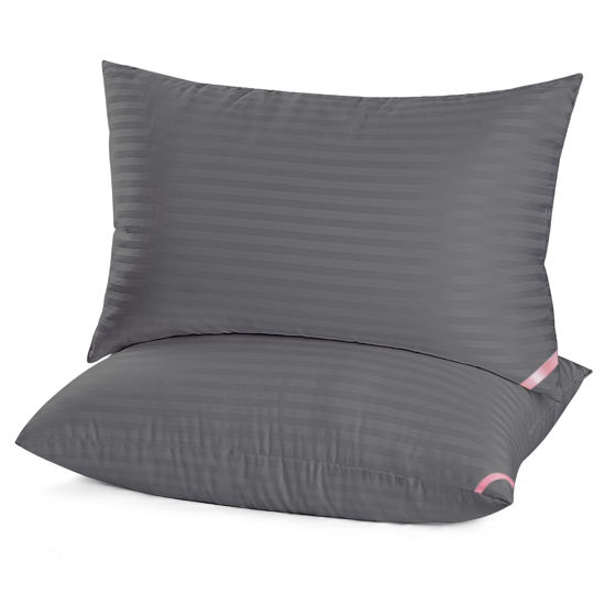 Picture of EIUE Bed Pillows for Sleeping 2 Pack Queen Size 20 x 30 Inches，Super Soft Down Alternative Microfiber Filled Pillows,Pillows for Side and Back Sleepers,Black