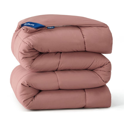 Picture of Bedsure Comforter Duvet Insert - Quilted Comforters California King Size, All Season Duvet, Down Alternative Bedding Comforter with Tabs(Dusty Pink,California King 96"x102")