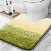 Picture of OLANLY Luxury Toilet Rugs U-Shaped 24x20, Extra Soft and Absorbent Microfiber Bathroom Rugs, Non-Slip Plush Shaggy Toilet Bath Mat, Machine Wash Dry, Contour Bath Rugs for Toilet Base, Olive Green