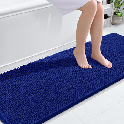 Picture of OLANLY Bathroom Rugs 70x24, Extra Soft Absorbent Chenille Bath Rugs, Rubber Backing Quick Dry, Machine Washable Bath Mats for Bathroom Floor, Tub and Shower, Home Decor Accessories, Royal Blue