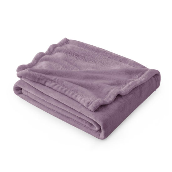 Picture of Bedsure Fleece Throw Blanket for Couch Fog Purple - Lightweight Plush Fuzzy Cozy Soft Blankets and Throws for Sofa, 50x60 inches