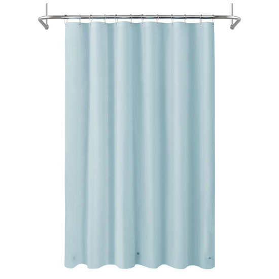 Picture of Mrs Awesome Light Blue Shower Curtain Liner with 3 Magnets, 72x72 Premium Flexible Sturdy Plastic Shower Curtain for Bathroom Lightweight & Waterproof, Light Blue