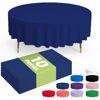 Picture of Pureegg Plastic Table Cloth Disposable - 10 Pack, Disposable Table Cloths for Parties, Weddings, Decorative Round Tablecloths, 84'' Navy Blue Plastic Tablecloth, Leakproof & Sturdy, Navy Blue