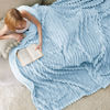 Picture of Bedsure Blue Fleece Blanket for Couch - GentleSoft Cozy Soft Blankets for Women, Cute Small Throws for Girls, Light Blue, 90x90 Inches