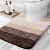 Picture of OLANLY Luxury Toilet Rugs U-Shaped 24x20, Extra Soft and Absorbent Microfiber Bathroom Rugs, Non-Slip Plush Shaggy Bath Mat, Machine Wash Dry, Contour Bathroom Mats for Toilet Base, Brown