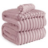 Picture of Bedsure Pink Fleece Blanket for Couch - GentleSoft Cozy Soft Blankets for Women, Cute Small Throws for Girls, 90x90 Inches