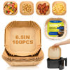 Picture of Air Fryer Paper Liners Disposable: 100PCS Non-Stick Air Fryer Parchment Paper, Food Grade Baking Paper for Baking Roasting Microwave (6.5IN-Square)