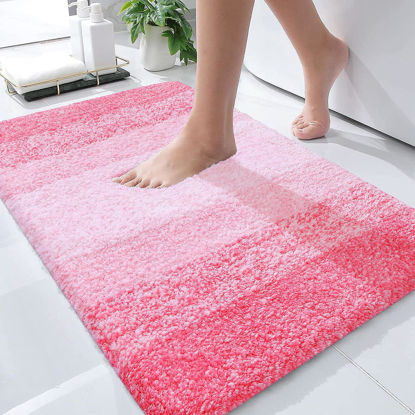 Picture of OLANLY Bathroom Rugs Mat 30x20, Extra Soft Absorbent Microfiber Bath Rugs, Rubber Backing, Quick Dry, Machine Washable Bath Mats for Bathroom Floor, Tub, Shower and Home Decor Accessories, Pink