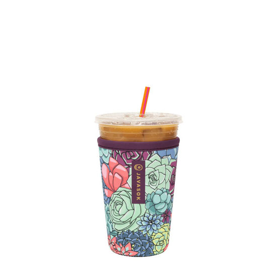 Picture of Sok It Java Sok Iced Coffee & Cold Soda Insulated Neoprene Cup Sleeve (Succulents, Medium: 22-28oz)