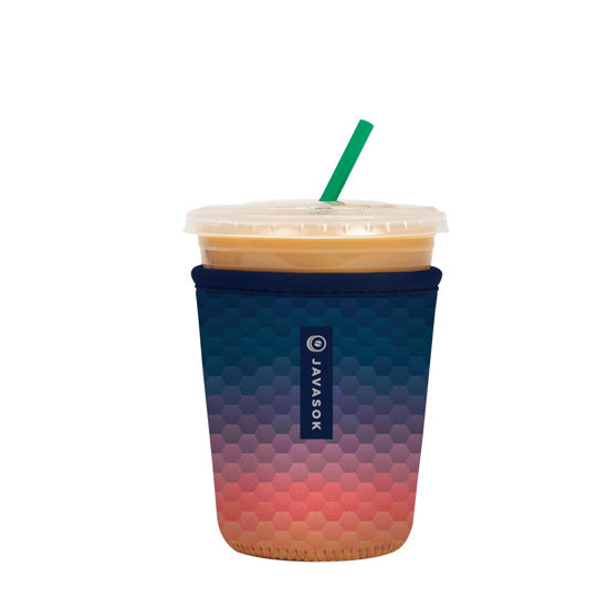 Picture of Sok It Java Sok Iced Coffee & Cold Soda Insulated Neoprene Cup Sleeve (Hexagon Sunset, Small: 16-20oz)