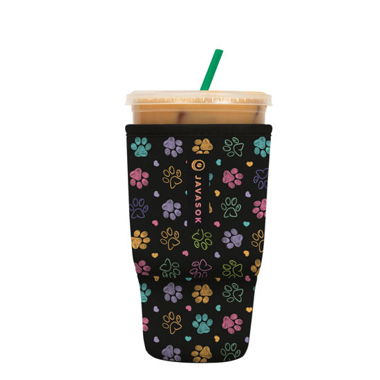 Picture of Sok It Java Sok Iced Coffee & Cold Soda Insulated Neoprene Cup Sleeve (Furry Footprints, Large: 30-32oz)