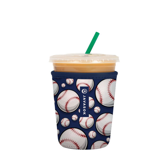 Picture of Sok It Java Sok Iced Coffee & Cold Soda Insulated Neoprene Cup Sleeve (Play Ball, Small: 16-20oz)