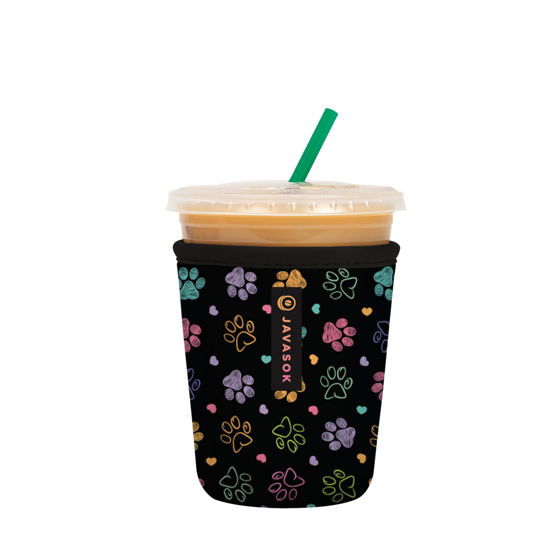 Picture of Sok It Java Sok Iced Coffee & Cold Soda Insulated Neoprene Cup Sleeve (Furry Footprints, Small: 16-20oz)