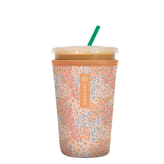 Picture of Sok It Java Sok Iced Coffee & Cold Soda Insulated Neoprene Cup Sleeve (Dainty Florals, Medium: 22-28oz)