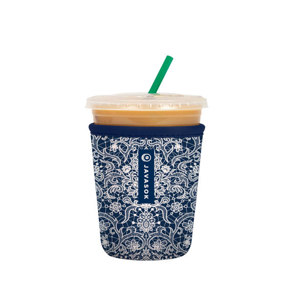 Picture of Sok It Java Sok Iced Coffee & Cold Soda Insulated Neoprene Cup Sleeve (Royal Lace, Small: 16-20oz)
