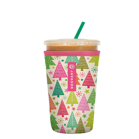 Picture of Sok It Java Sok Iced Coffee & Cold Soda Insulated Neoprene Cup Sleeve (Festive Forest, Medium: 22-28oz)