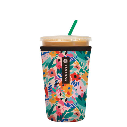 Picture of Sok It Java Sok Iced Coffee & Cold Soda Insulated Neoprene Cup Sleeve (Abstract Floral, Medium: 22-28oz)