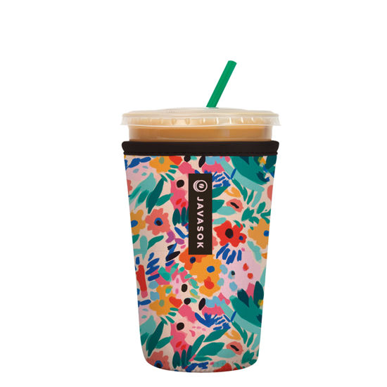 Picture of Sok It Java Sok Iced Coffee & Cold Soda Insulated Neoprene Cup Sleeve (Abstract Floral, Medium: 22-28oz)