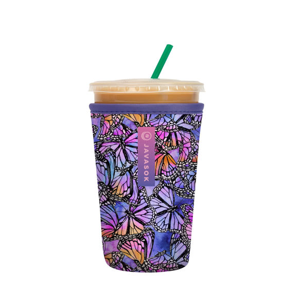 Picture of Sok It Java Sok Iced Coffee & Cold Soda Insulated Neoprene Cup Sleeve (Butterfly Galaxy, Medium: 22-28oz)