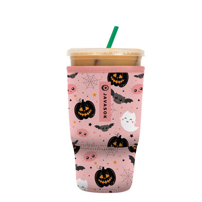 Picture of Sok It Java Sok Iced Coffee & Cold Soda Insulated Neoprene Cup Sleeve (Spooky in Pink, Large: 30-32oz)