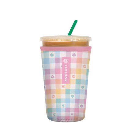 Picture of Sok It Java Sok Iced Coffee & Cold Soda Insulated Neoprene Cup Sleeve (Gingham Flowers, Medium: 22-28oz)