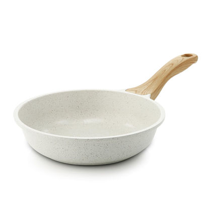 Picture of SENSARTE Nonstick Ceramic Frying Pan Skillet, 8-Inch Omelet Pan, Healthy Non Toxic Chef Pan, Induction Compatible Egg Pan with Heat Resistant Handle, PFAS-Free, White