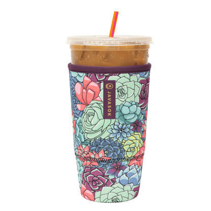 Picture of Sok It Java Sok Iced Coffee & Cold Soda Insulated Neoprene Cup Sleeve (Succulents, XXLarge: 44-48oz)