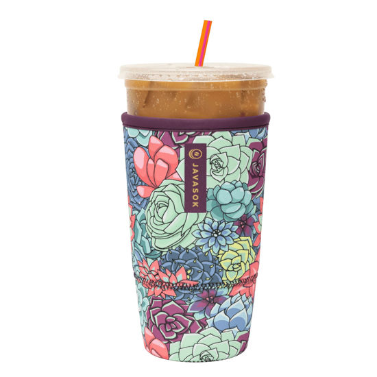 Picture of Sok It Java Sok Iced Coffee & Cold Soda Insulated Neoprene Cup Sleeve (Succulents, XXLarge: 44-48oz)