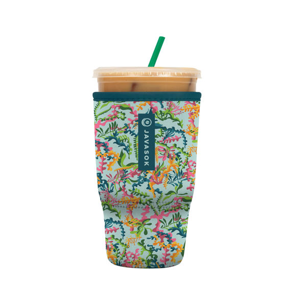 Picture of Sok It Java Sok Iced Coffee & Cold Soda Insulated Neoprene Cup Sleeve (Colorful Corals, Large: 30-32oz)