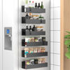 Picture of HuggieGems 6 Pack Magnetic Spice Storage Rack Organizer for Refrigerator and Oven, Matt Black Fridge Organizers and Storage