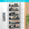 Picture of HuggieGems 6 Pack Magnetic Spice Storage Rack Organizer for Refrigerator and Oven, Matt Black Fridge Organizers and Storage