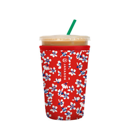 Picture of Sok It Java Sok Iced Coffee & Cold Soda Insulated Neoprene Cup Sleeve (Red White and Bloom, Medium: 22-28oz)