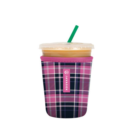 Picture of Sok It Java Sok Iced Coffee & Cold Soda Insulated Neoprene Cup Sleeve (Berry Plaid, Small: 16-20oz)