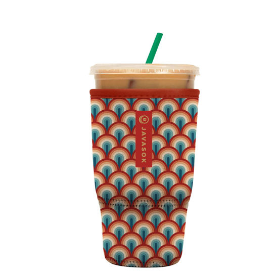 Picture of Sok It Java Sok Iced Coffee & Cold Soda Insulated Neoprene Cup Sleeve (Retro Rainbow, Large: 30-32oz)