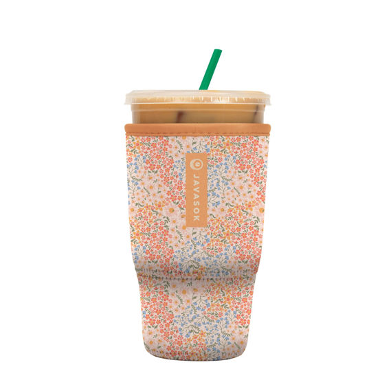 Picture of Sok It Java Sok Iced Coffee & Cold Soda Insulated Neoprene Cup Sleeve (Dainty Florals, Large: 30-32oz)