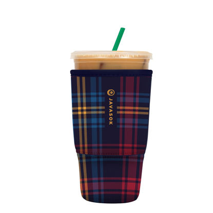 Picture of Sok It Java Sok Iced Coffee & Cold Soda Insulated Neoprene Cup Sleeve (Tartan Royale, Large: 30-32oz)