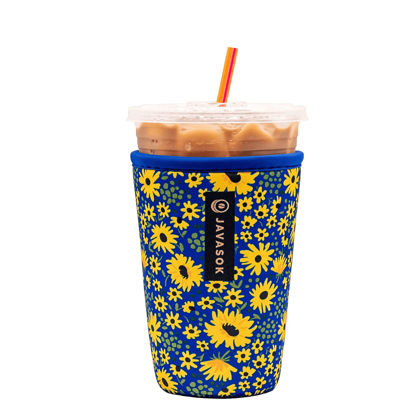 Picture of Sok It Java Sok Iced Coffee & Cold Soda Insulated Neoprene Cup Sleeve (Yellow Daisies, Medium: 22-28oz)