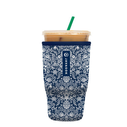Picture of Sok It Java Sok Iced Coffee & Cold Soda Insulated Neoprene Cup Sleeve (Royal Lace, Large: 30-32oz)