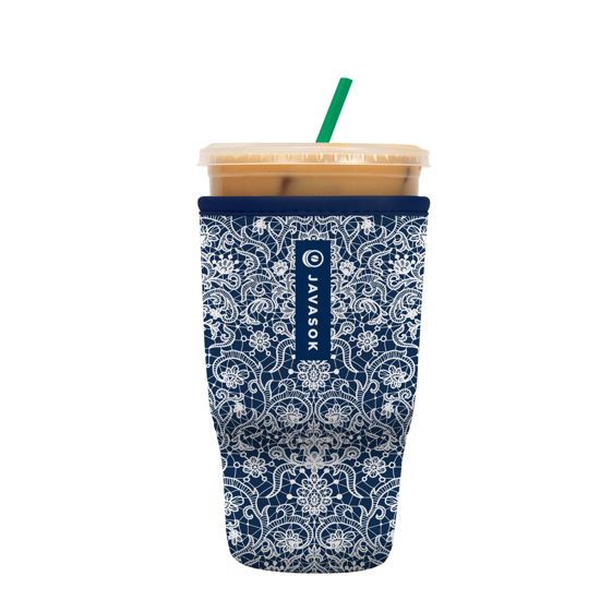 Picture of Sok It Java Sok Iced Coffee & Cold Soda Insulated Neoprene Cup Sleeve (Royal Lace, Large: 30-32oz)