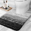 Picture of OLANLY Luxury Toilet Rugs U-Shaped 24x20, Extra Soft and Absorbent Microfiber Bathroom Rugs, Non-Slip Plush Shaggy Bath Mat, Machine Wash Dry, Contour Bathroom Mats for Toilet Base, Black