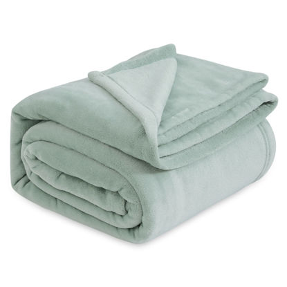 Picture of Bedsure Fleece Blanket California King Sage Green - Lightweight Plush Fuzzy Cozy Soft Bed Blanket, 102x96 inches