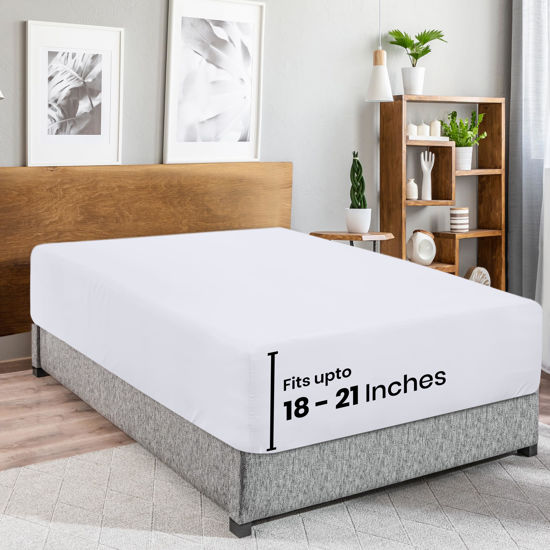 Picture of Utopia Bedding King Fitted Sheet - Extra Deep Pocket - 21 Inch Deep Pocket - Soft Microfiber -Shrinkage and Fade Resistant-Easy Care -1 Fitted Sheet Only (White)