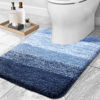 Picture of OLANLY Luxury Toilet Rugs U-Shaped 24x20, Extra Soft and Absorbent Microfiber Bathroom Rugs, Non-Slip Plush Shaggy Bath Mat, Machine Wash Dry, Contour Bathroom Mats for Toilet Base, Navy