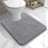 Picture of OLANLY Toilet Rugs U-Shaped 20x20, Extra Soft Absorbent Chenille Contour Bathroom Rugs for Toilet, Dry Quickly, Machine Washable, Non-Slip Toilet Bath Mat, Grey