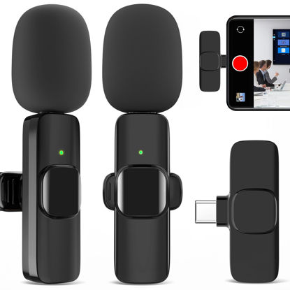 Picture of JUDKIOM 2 Pack Wireless Lavalier Microphone for iPhone, Professional Lapel Mics, Wireless Mic Plug-Play, Lapel Microphone for Video Recording Interview TikTok (USB C for Android iphone15/16)