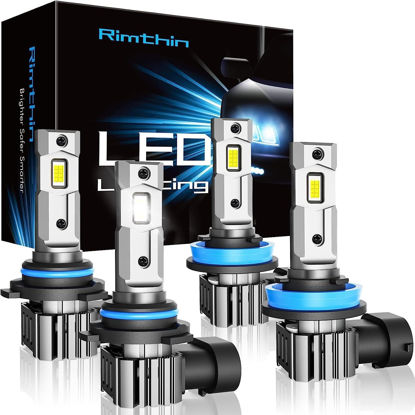 Picture of rimthin 9005/HB3 H11 bulb, H8/H9/H16 Super Bright 6000K Cool White Fog Light, Pack of 4