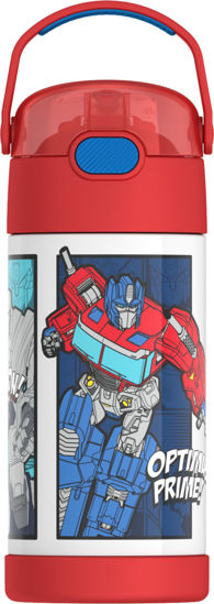 Picture of THERMOS FUNTAINER Water Bottle with Straw - 12 Ounce, Transformers - Kids Stainless Steel Vacuum Insulated Water Bottle with Lid