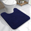 Picture of OLANLY Toilet Rugs U-Shaped 20x20, Extra Soft Absorbent Chenille Contour Bathroom Rugs for Toilet, Dry Quickly, Machine Washable, Non-Slip Toilet Bath Mat, Navy